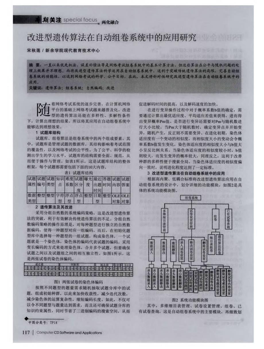 改进型遗传算法在自动组卷系统中的应用研究_第1页