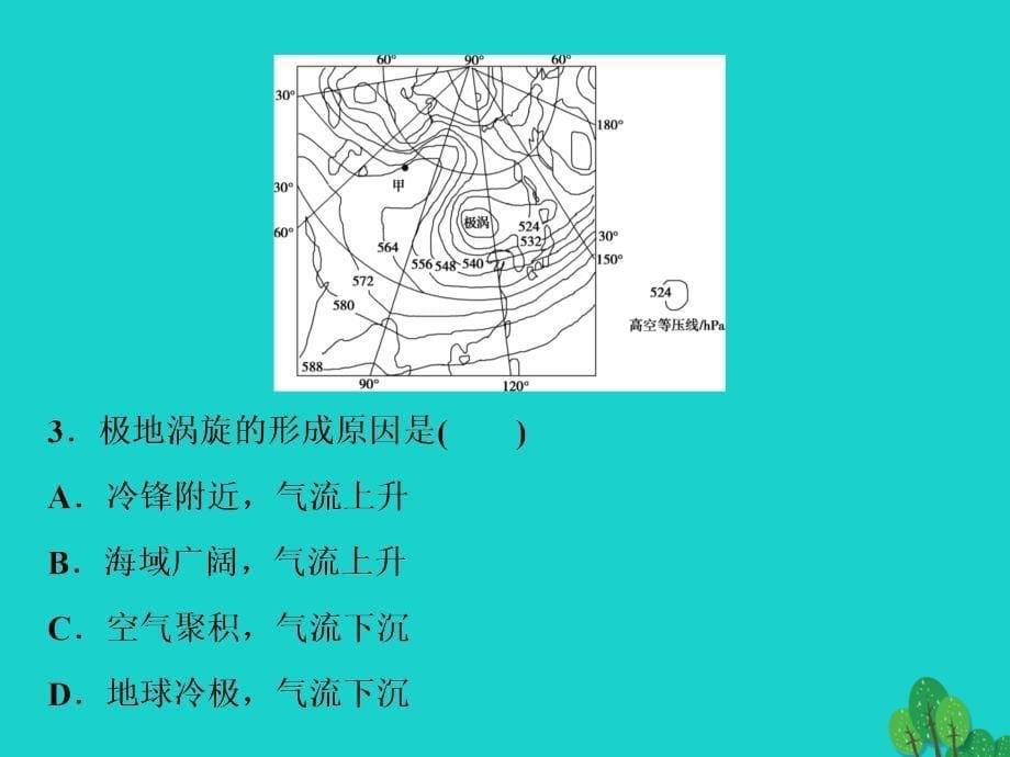 2018年高考地理大一轮复习第二章地球上的大气第7讲常见天气系统知能训练达标检测课件_第5页