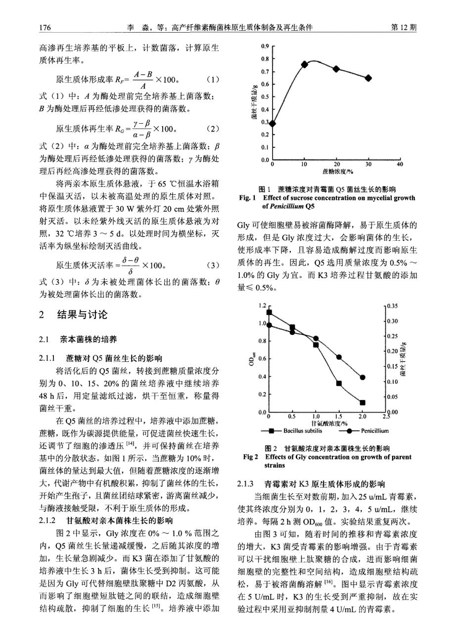 高产纤维素酶菌株原生质体制备及再生条件_第3页