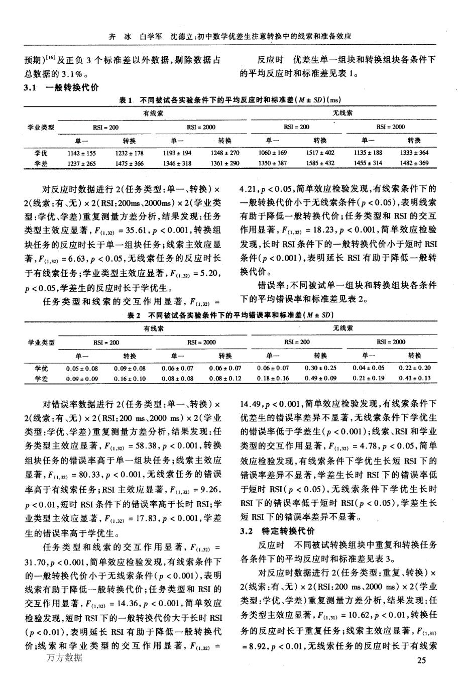 初中数学优差生注意转换中的线索和准备效应_第3页