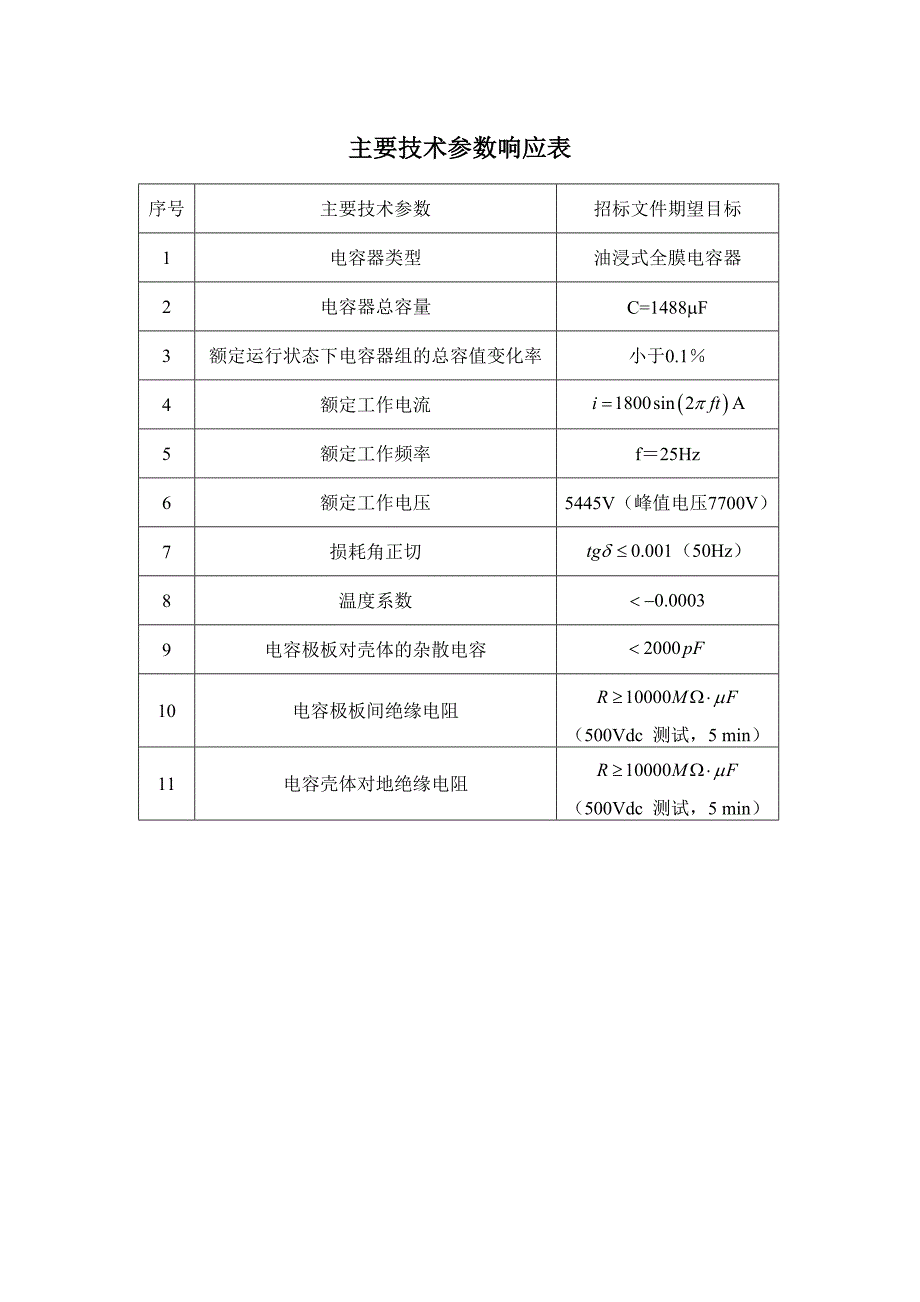 主要技术参数响应表_第1页