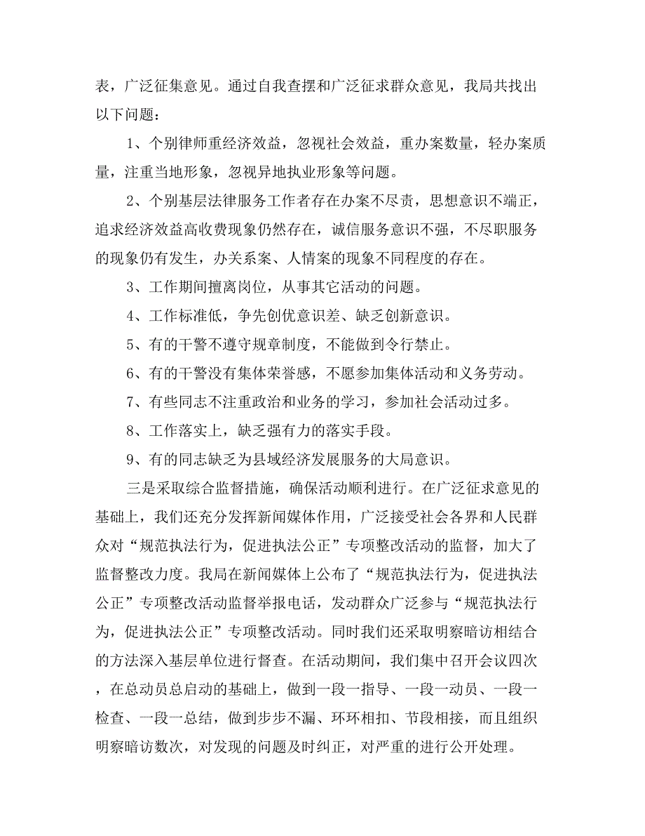 司法局规范执法行为促进执法公正专项整改活动情况汇报_第3页