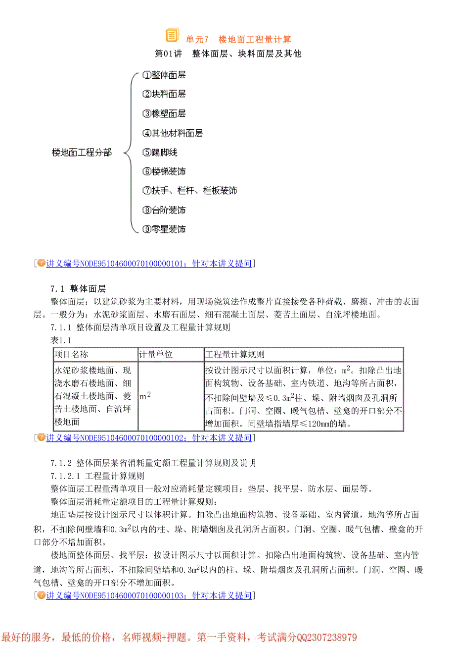 单元7 楼地面工程量计算_第1页