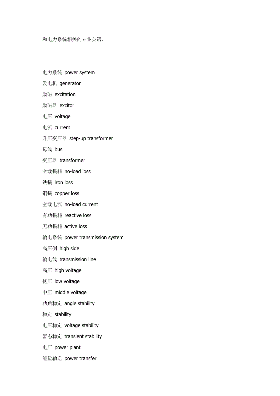 电力系统专业英语_第1页