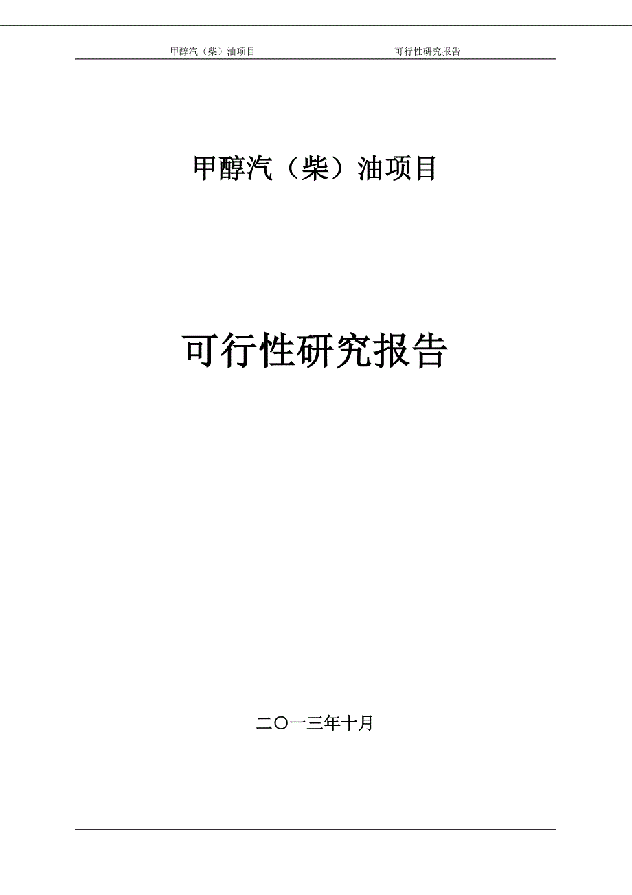 甲醇汽（柴）油项目可行性研究报告项目建议书_第1页