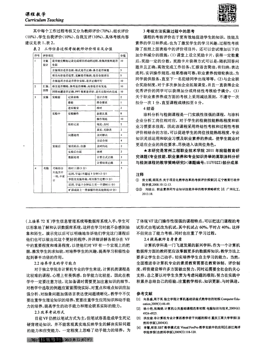 高职涂料分析与检测课程考核方法思考_第2页