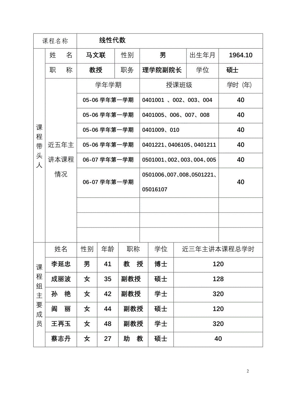 吉林省高等学校优秀课程申报审批表_第2页