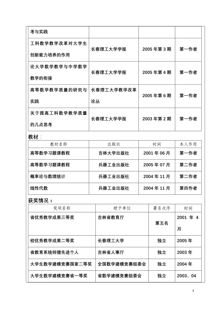 吉林省高等学校优秀课程申报审批表_第4页