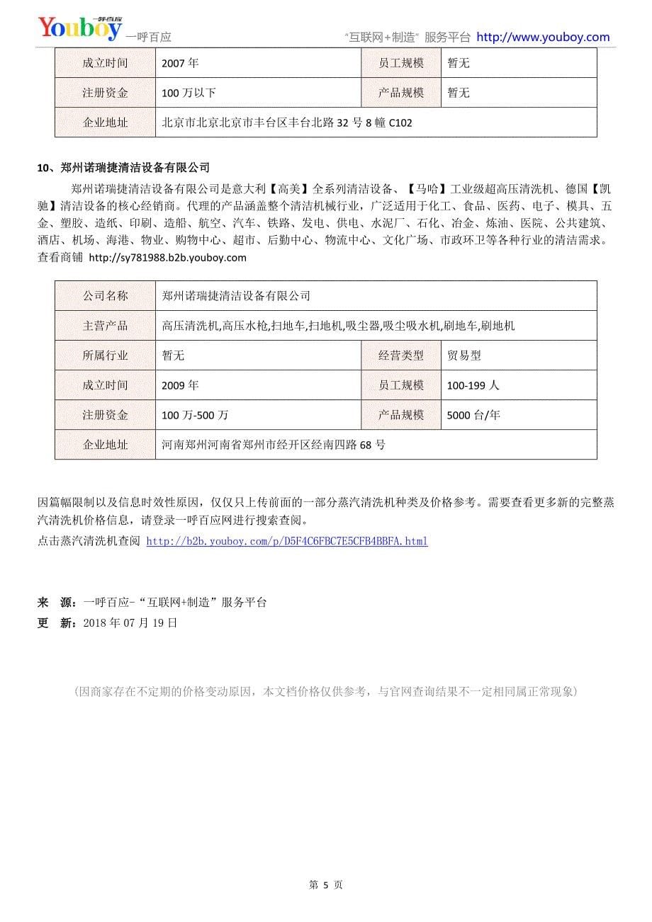 2018年国内蒸汽清洗机产品商家_第5页