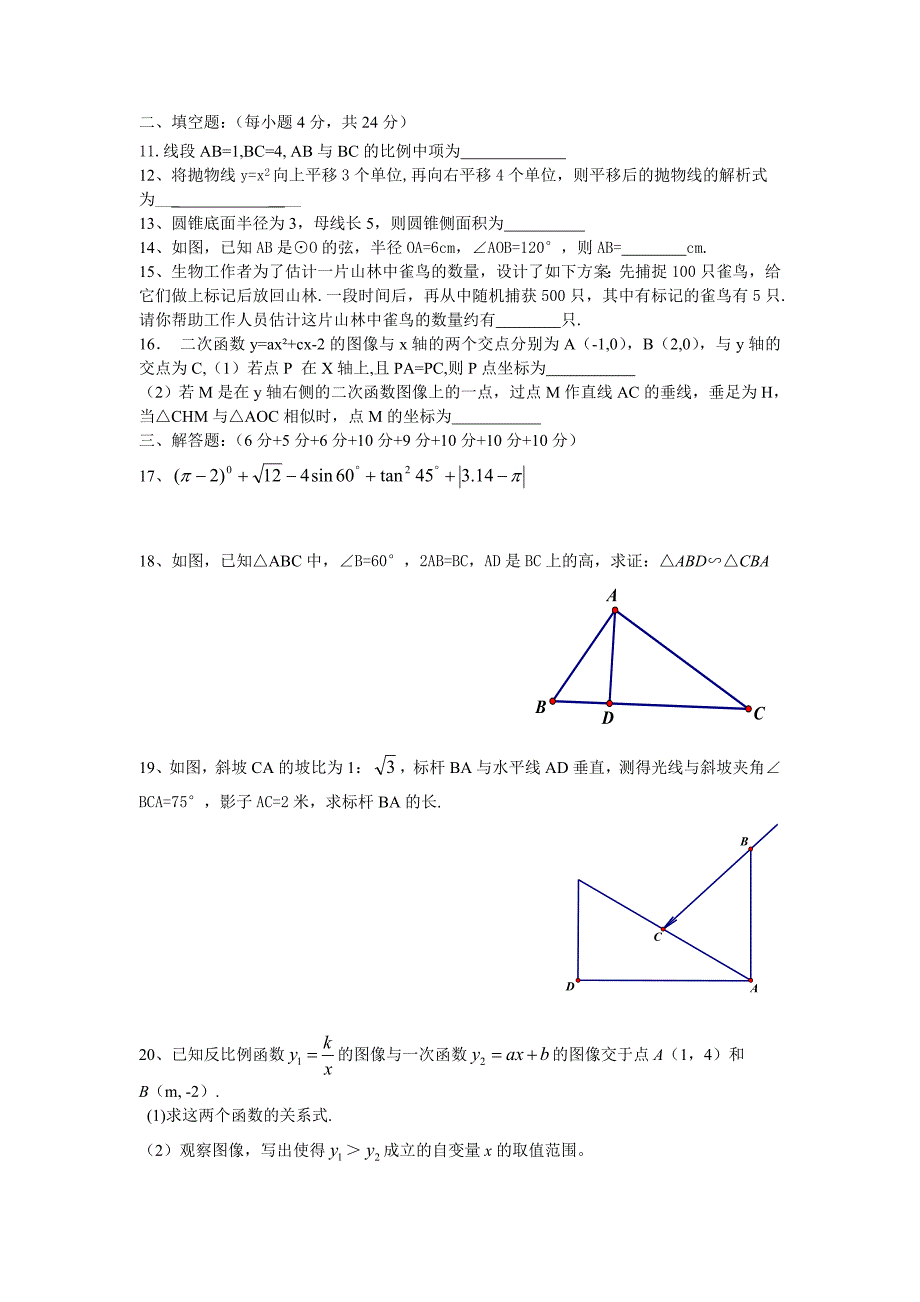 2013年1月九年级月考试卷_第2页