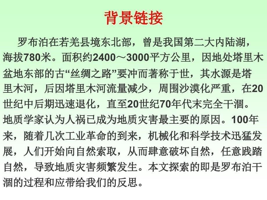 人教版八年级语文下册第三单元第12课《罗布泊,消失的仙湖》课件_第5页