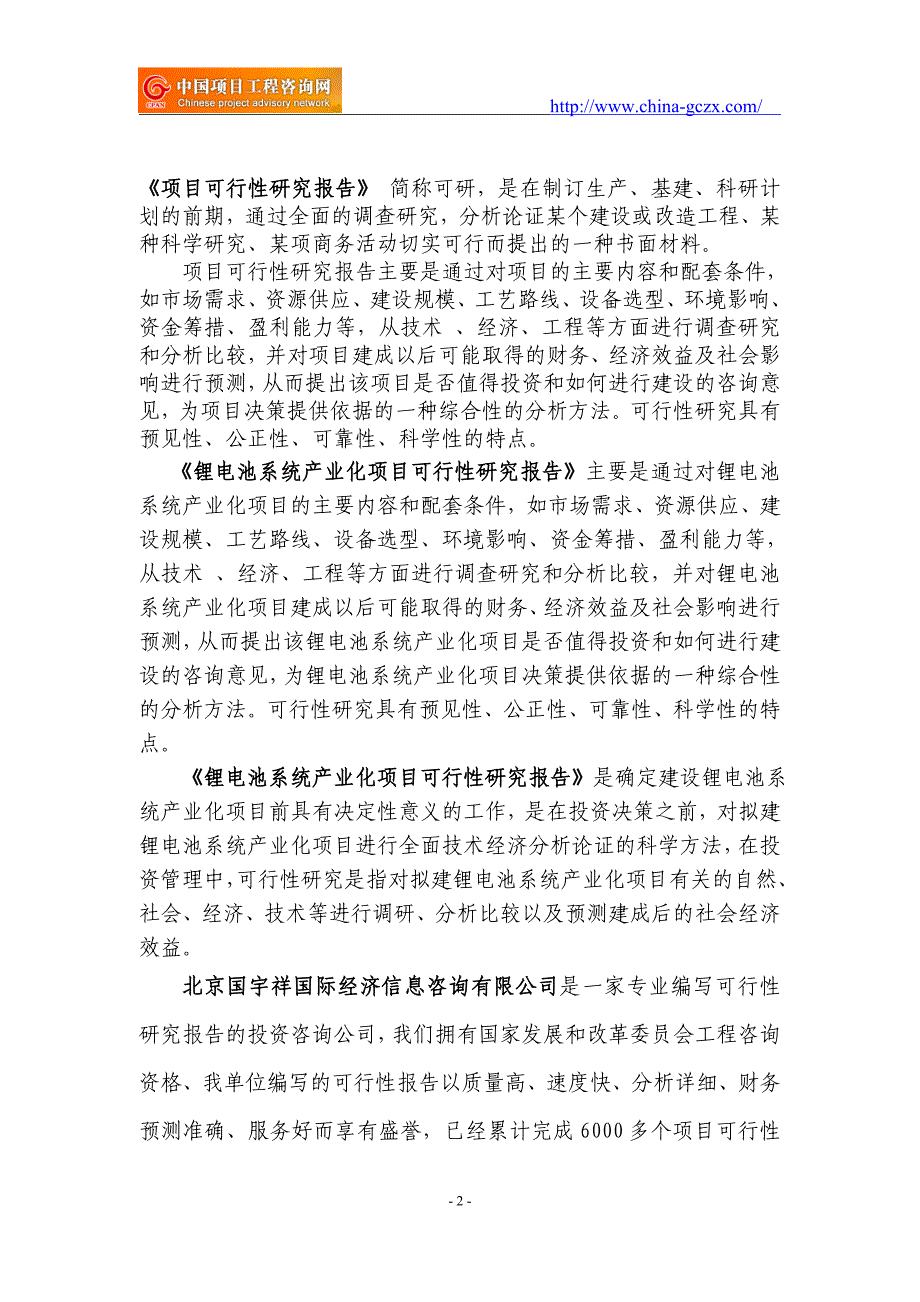 锂电池系统产业化项目可行性研究报告（立项备案新版-）_第2页