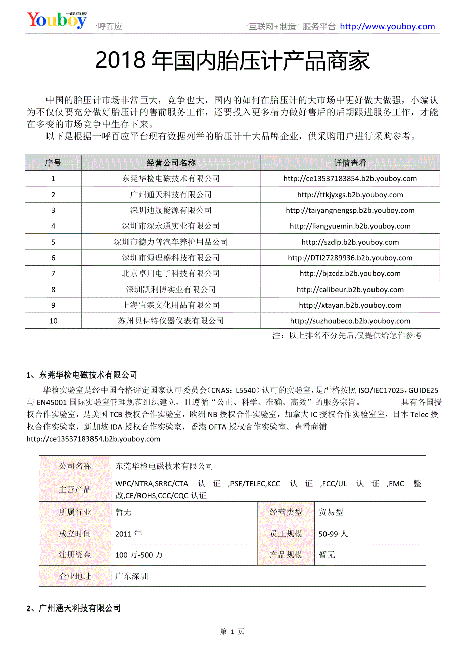 2018年国内胎压计产品商家_第1页