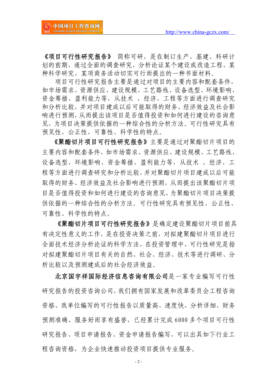 聚酯切片项目可行性研究报告（重点项目-立项备案新版-）_第2页