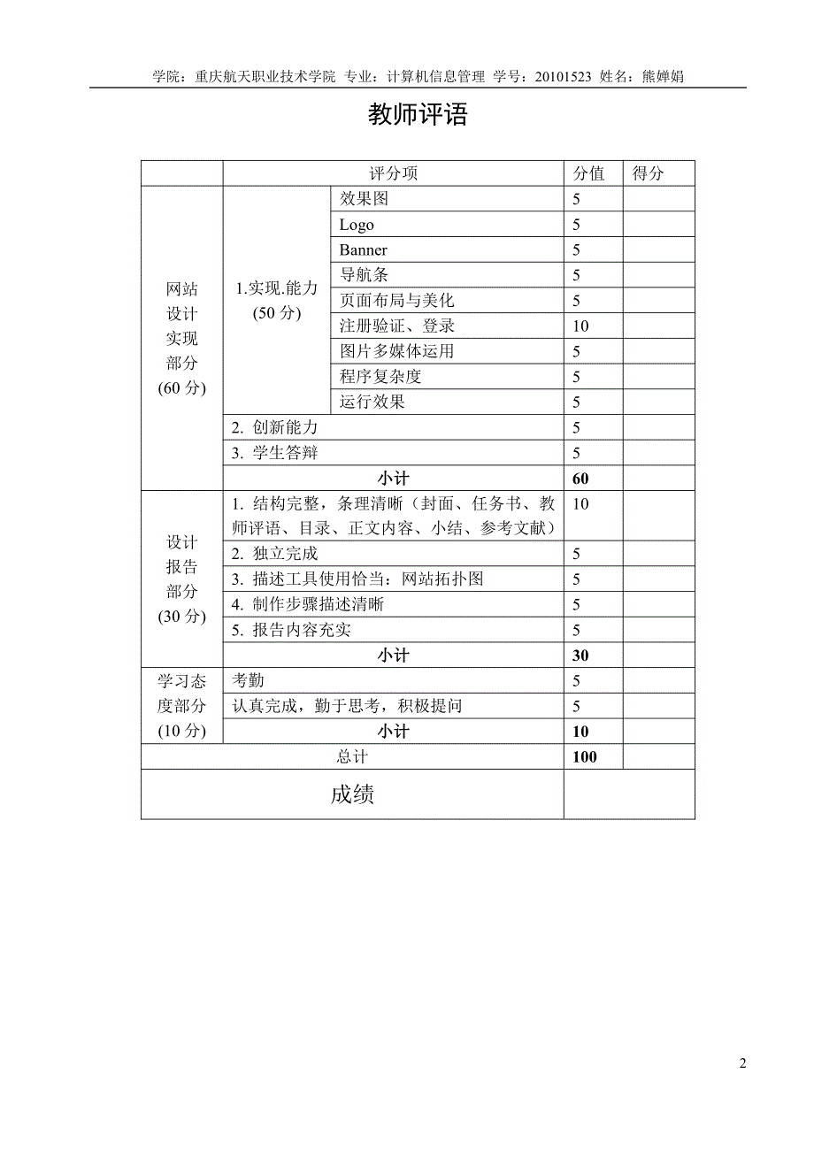 web前端技术实训任务书_第2页