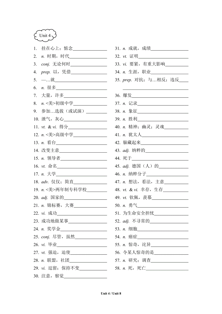 译林版九年级上册英语书后单词默写_第4页