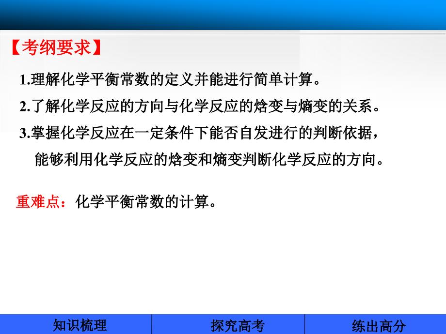 步步高2014届高三化学一轮课件：7.3化学平衡常数、化学反应进行的方向_第2页