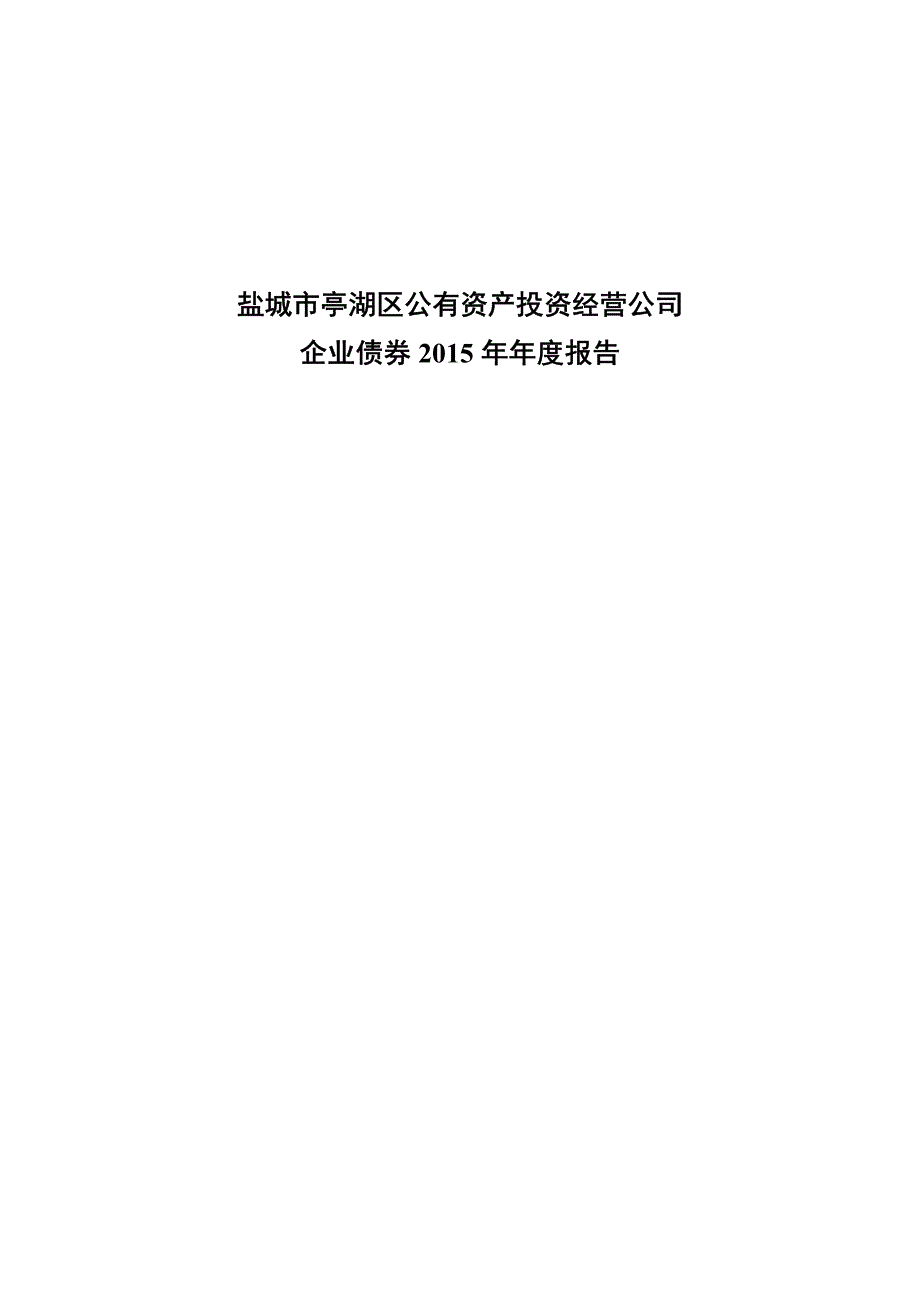 盐城市亭湖区公有资产投资经营公司企业债券2015报告_第1页