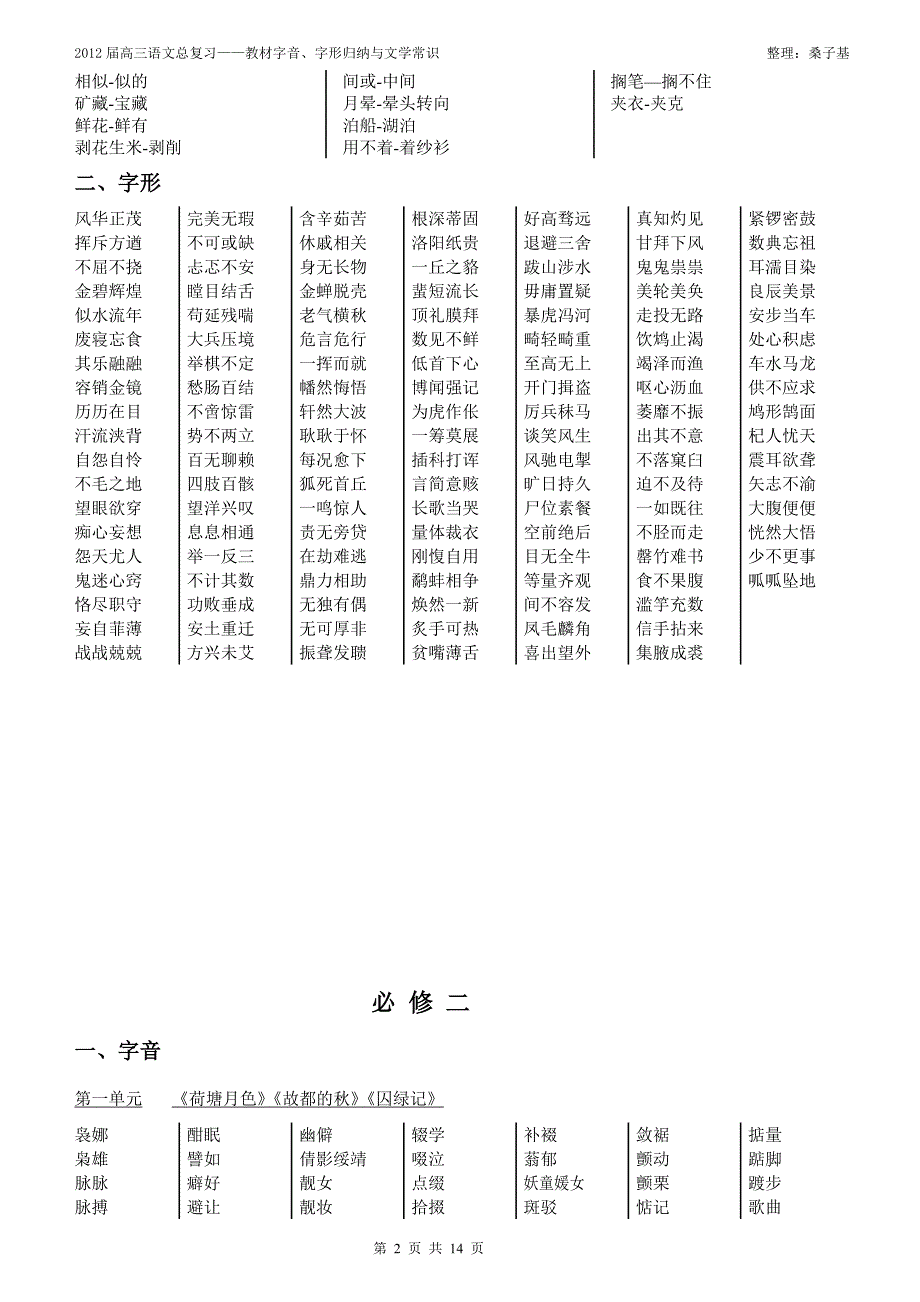 高三语文字音字形复习_第2页