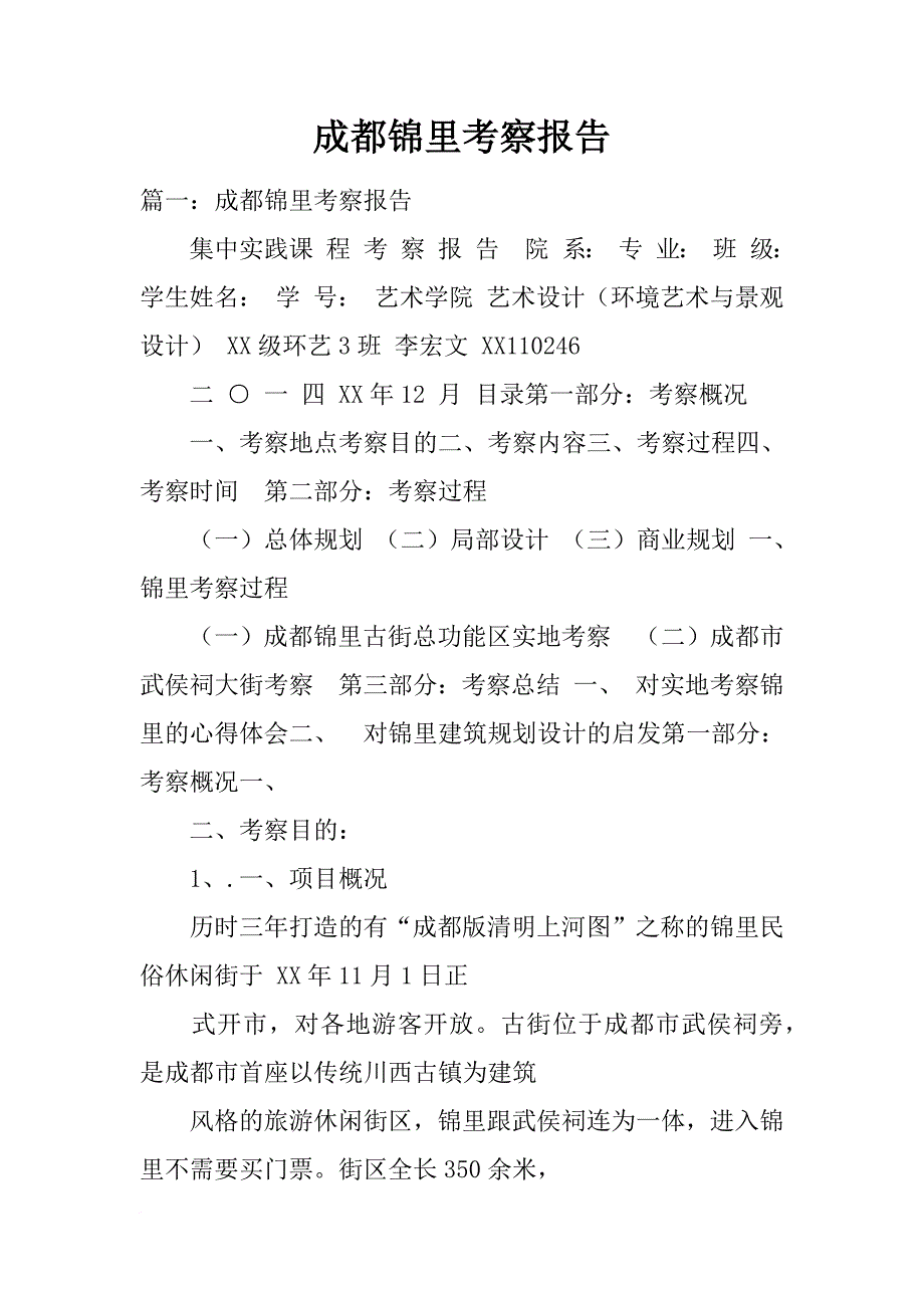 成都锦里考察报告_第1页