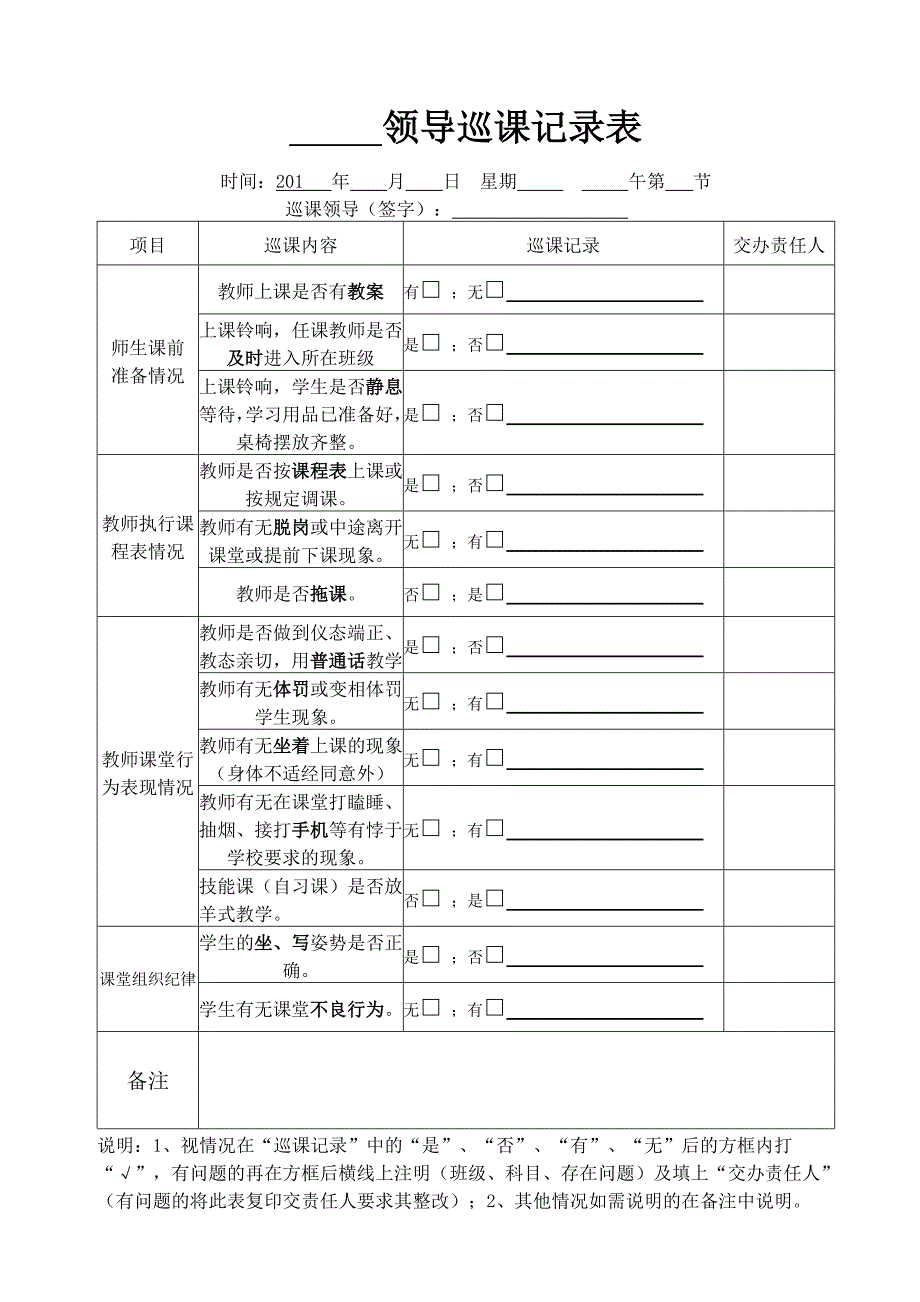 领导巡课记录表_第1页
