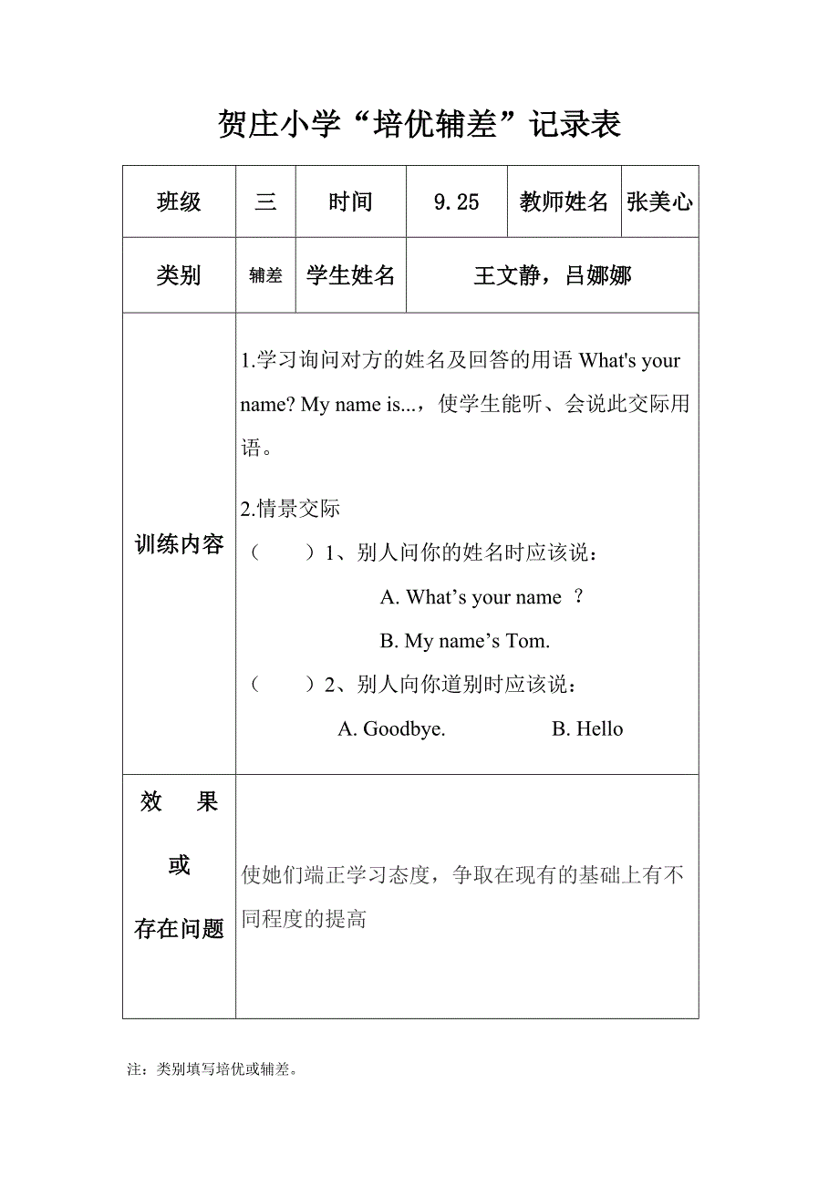 小学英语培优辅差记录表_第4页