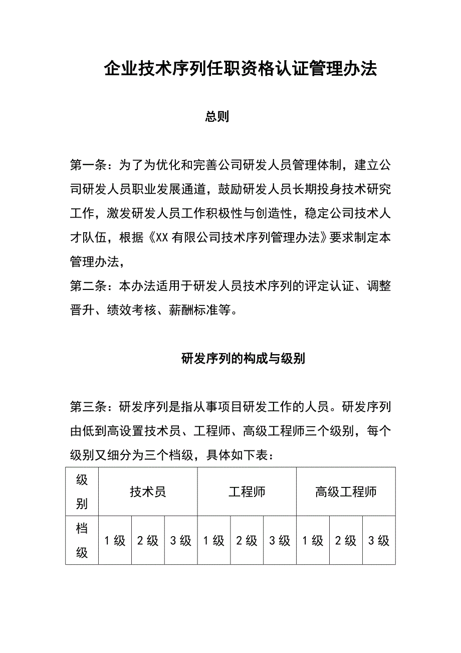 知名企业技术序列任职资格认证管理办法（珍藏）_第1页