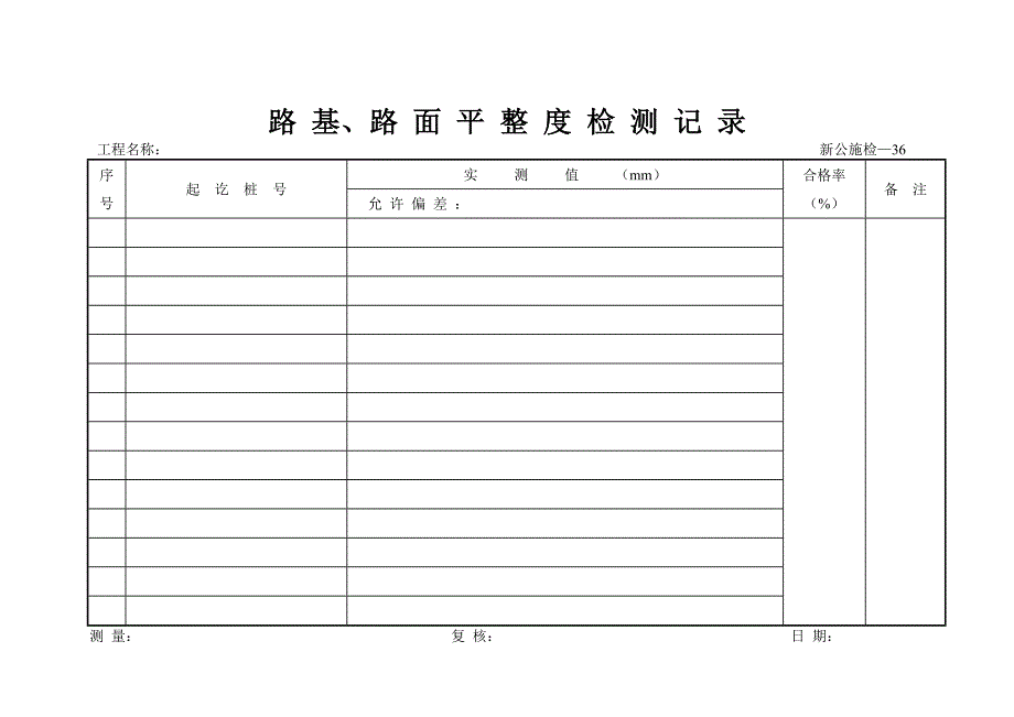 新公施检36--路基、路面平整度检测记录_第1页