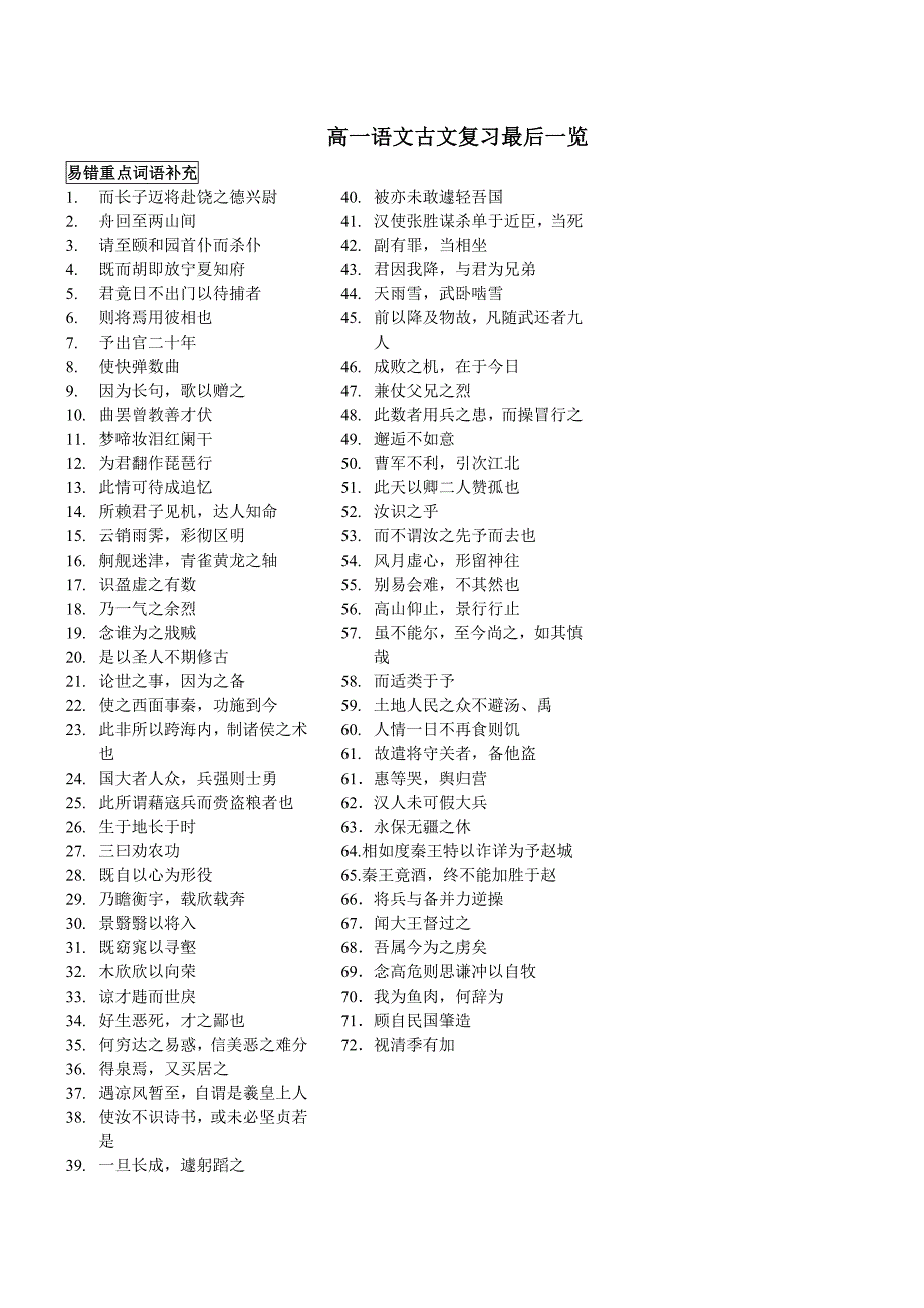 高一语文古文复习最后一览_第1页