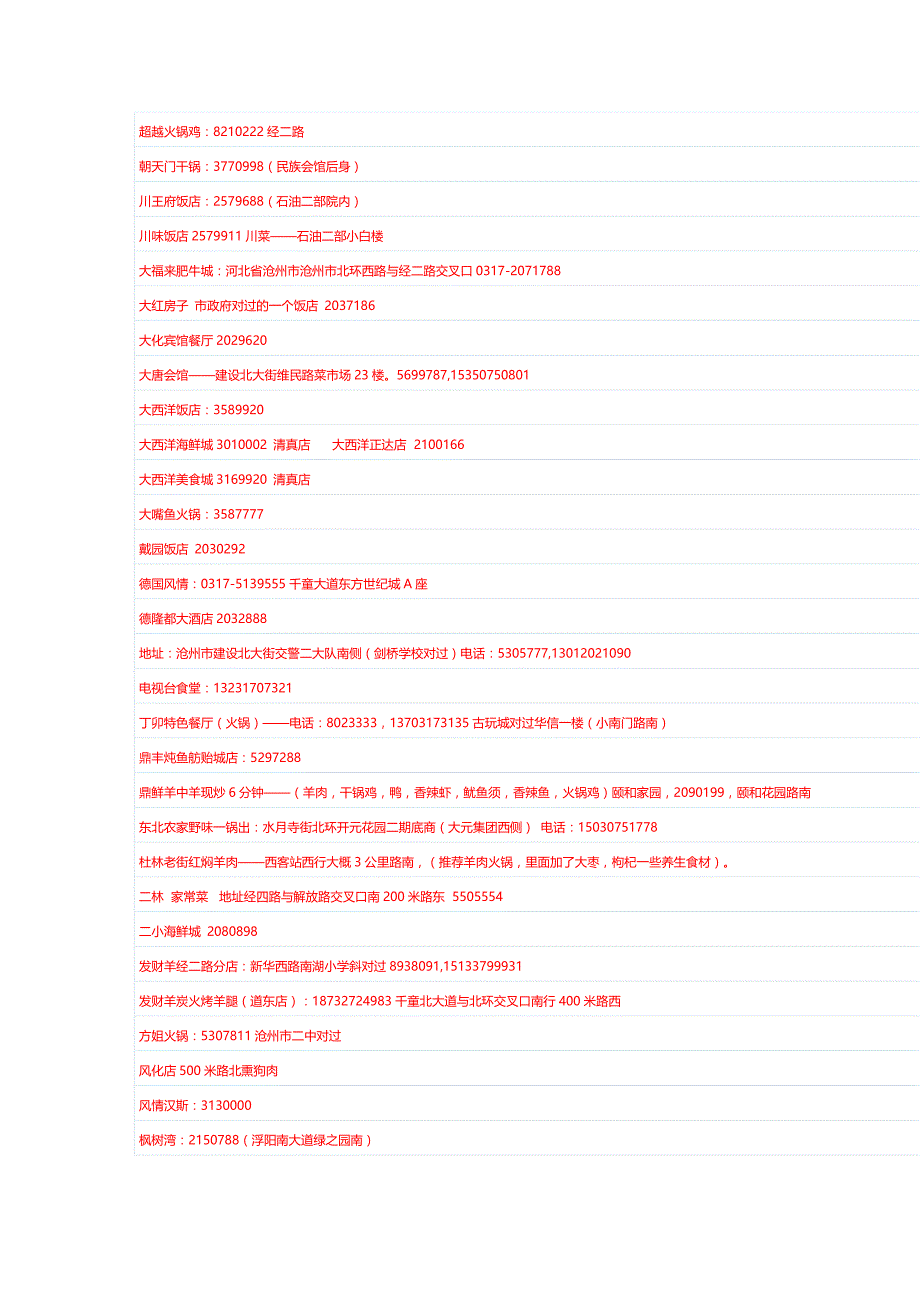 沧州饭店一览表(部分)2014_第2页