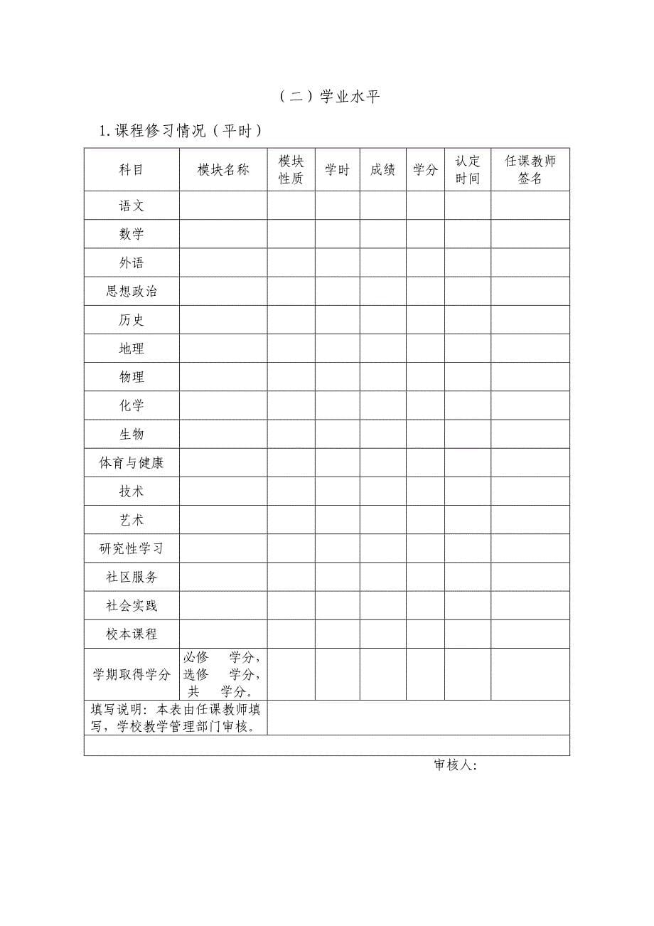 山东省普通高中学生综合素质材料填报用表_第5页