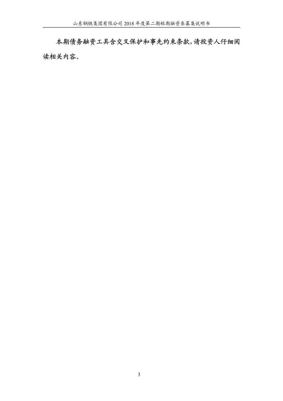 山东钢铁集团有限公司2018第二期短期融资券募集说明书_第2页