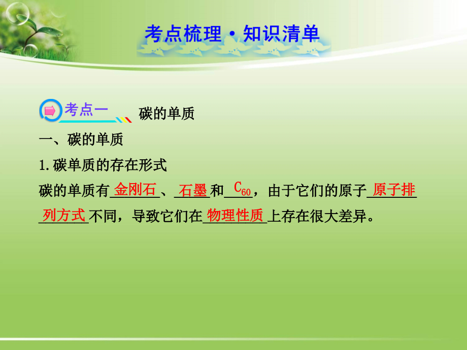 中考化学专题复习课件：第6单元-碳和碳的氧化物_第2页