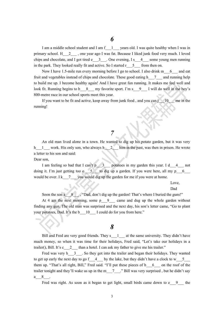 新目标八年级上册阅读理解填词专练(一)---副本_第3页