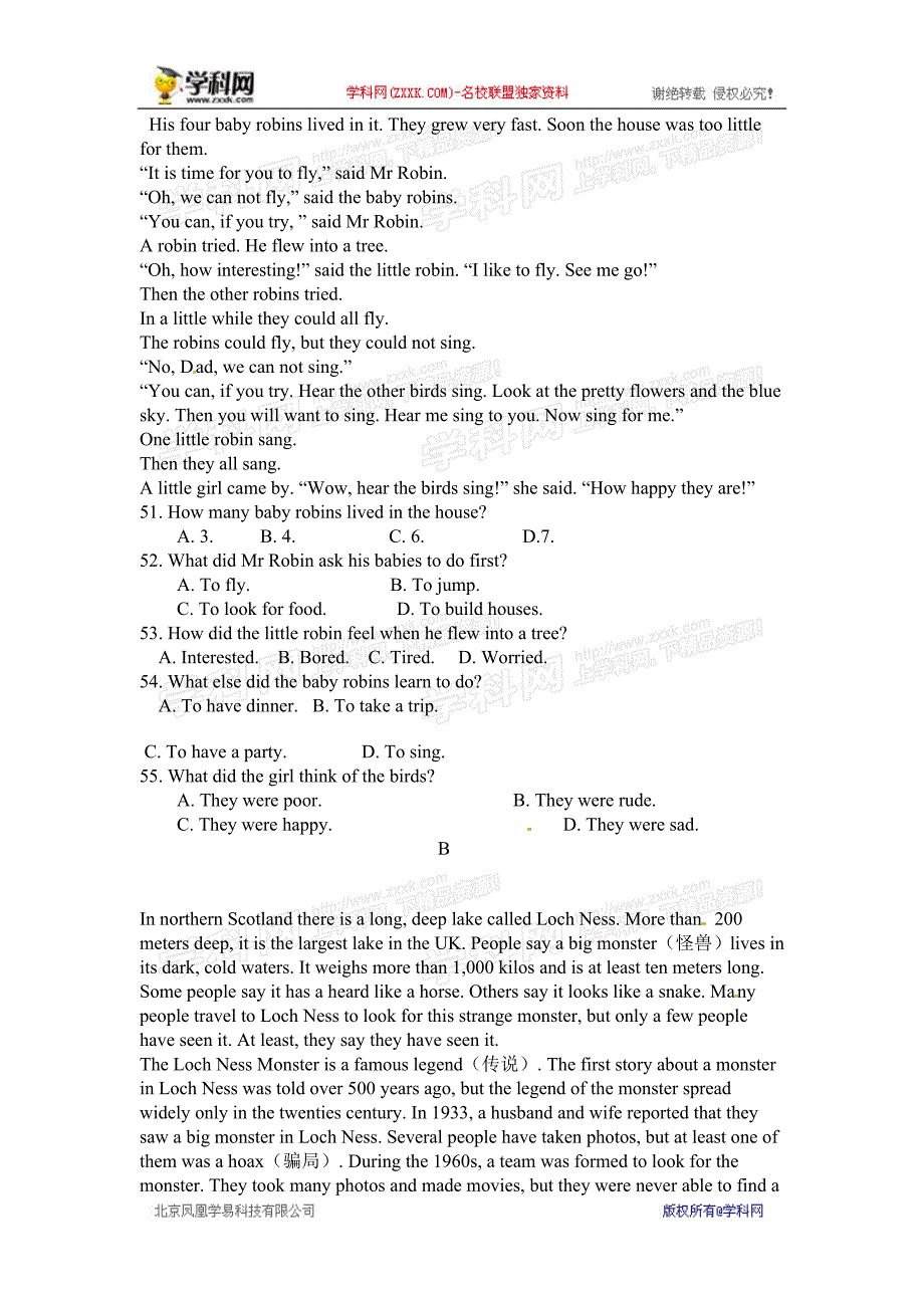 2015天津中考英语试卷及答案_第3页
