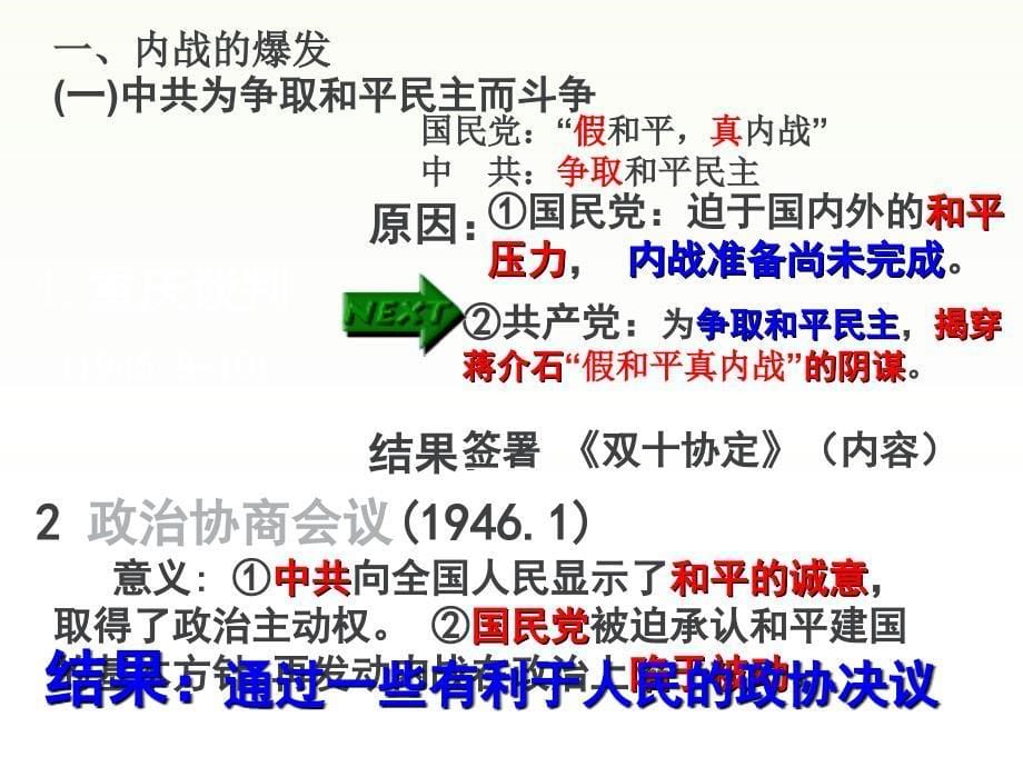 人教版高中历史必修一(课件)第17课-解放战争-(共44张ppt)_第5页