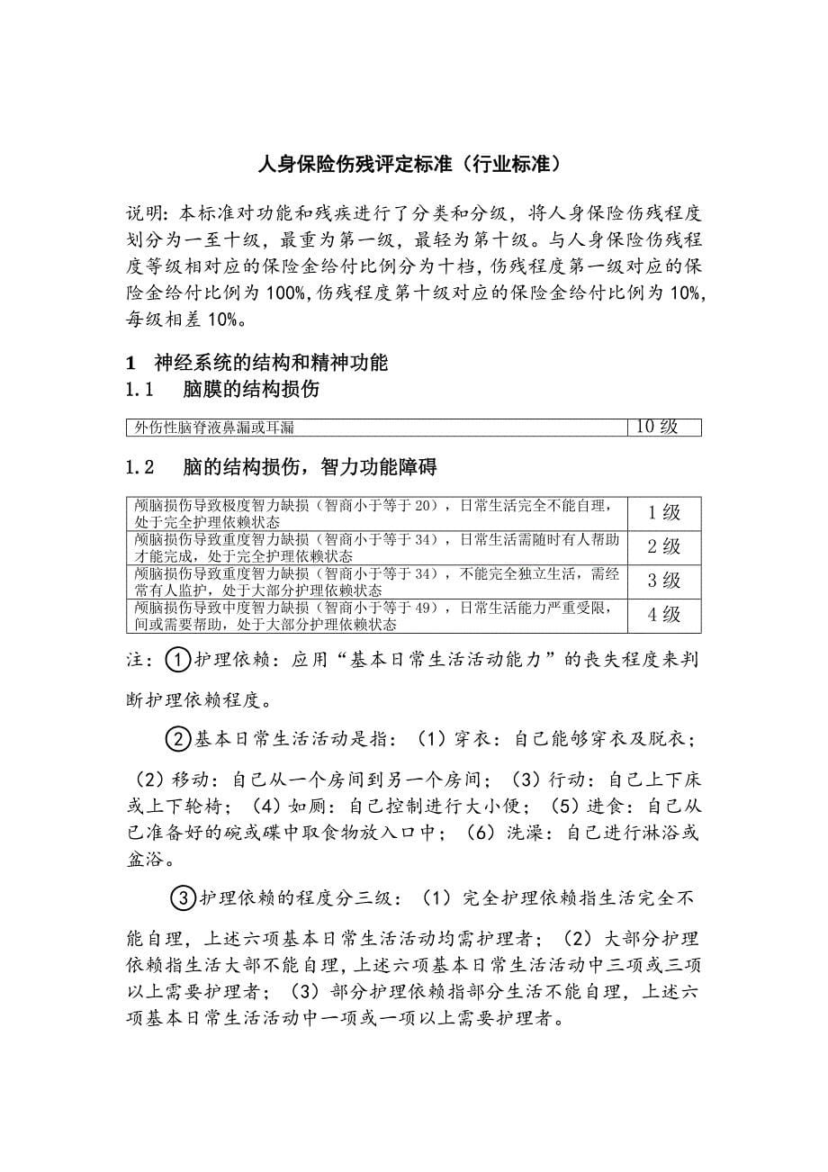 《人身保险伤残评定标准》_第5页