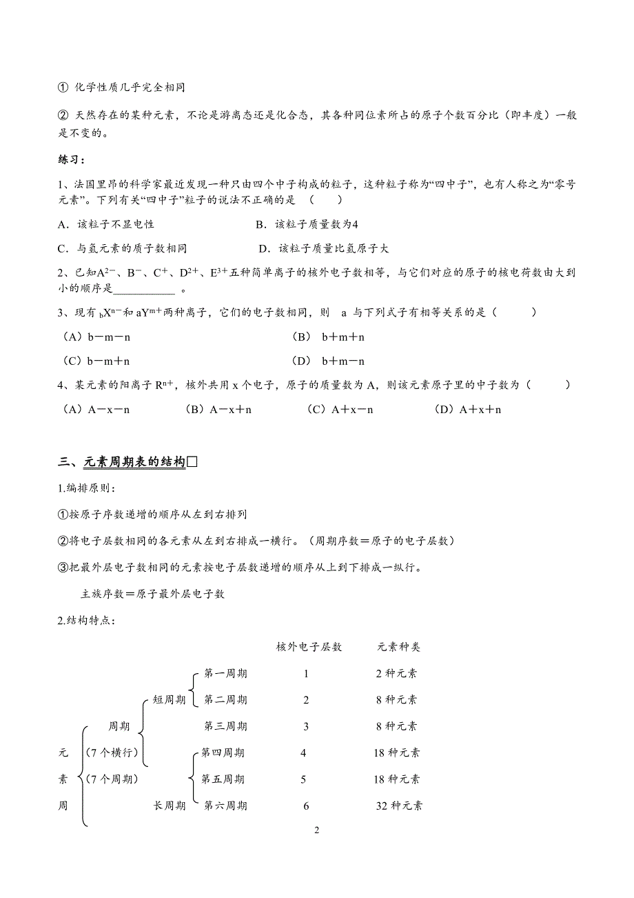 高中化学必修二-第一章-物质结构--元素周期律知识点(超全面)_第2页