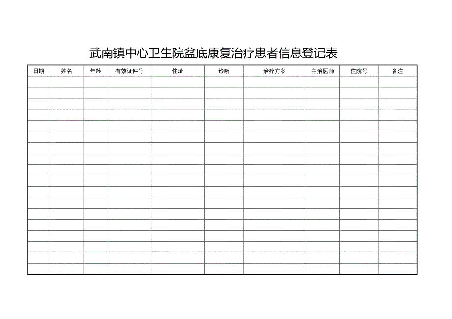 盆底康复治疗患者信息登记表_第1页