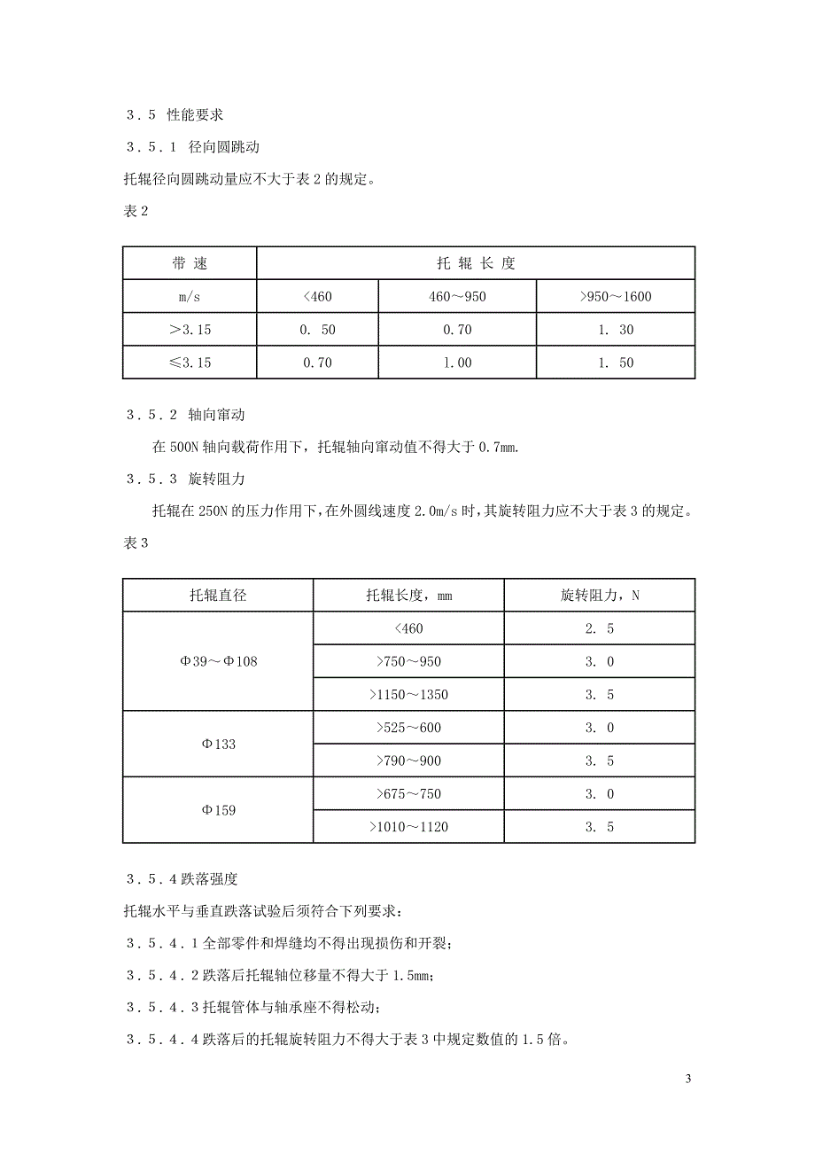 mt821-1999煤矿井下用带式输送机托辊技术条件_第3页