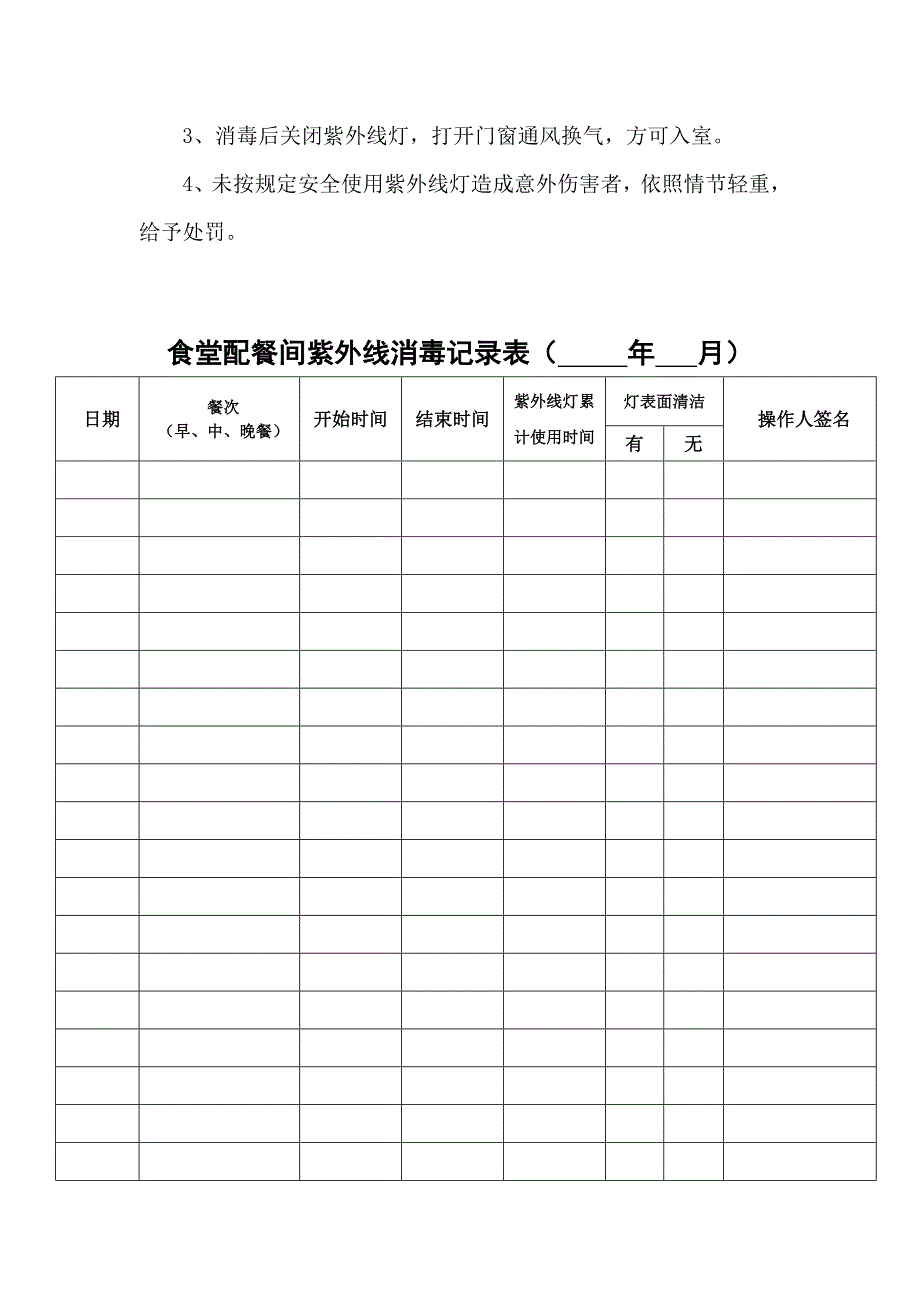 食堂配餐间紫外线消毒记录_第3页