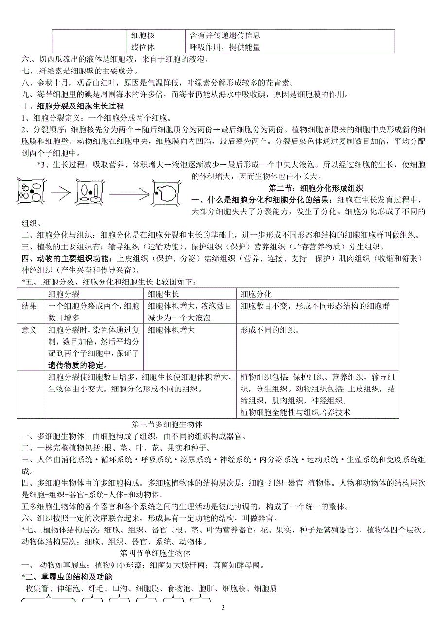河少版七年级上册生物第一、二章复习提纲_第3页