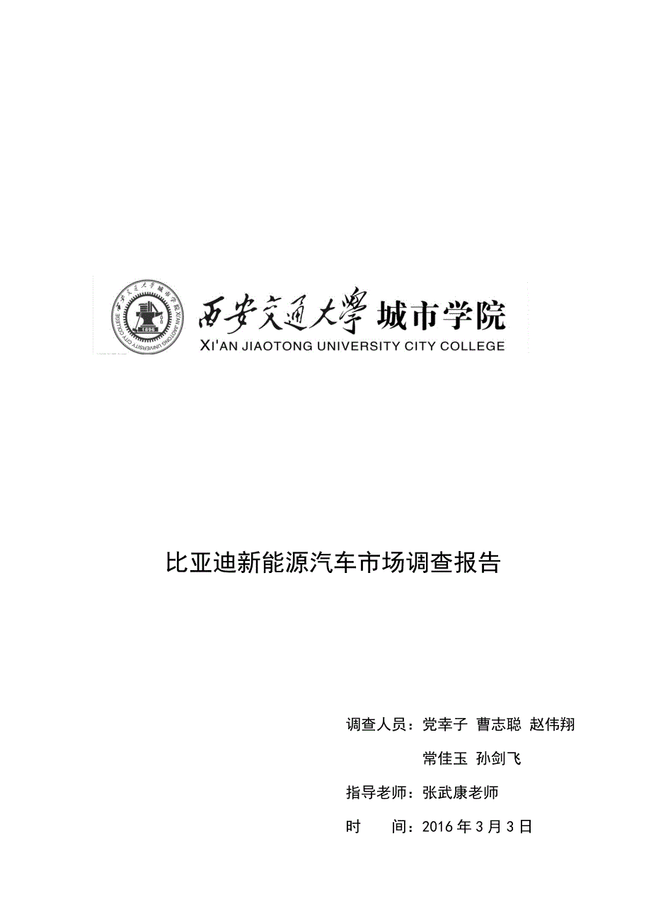 西安比亚迪新能源汽车市场调查报告_第1页