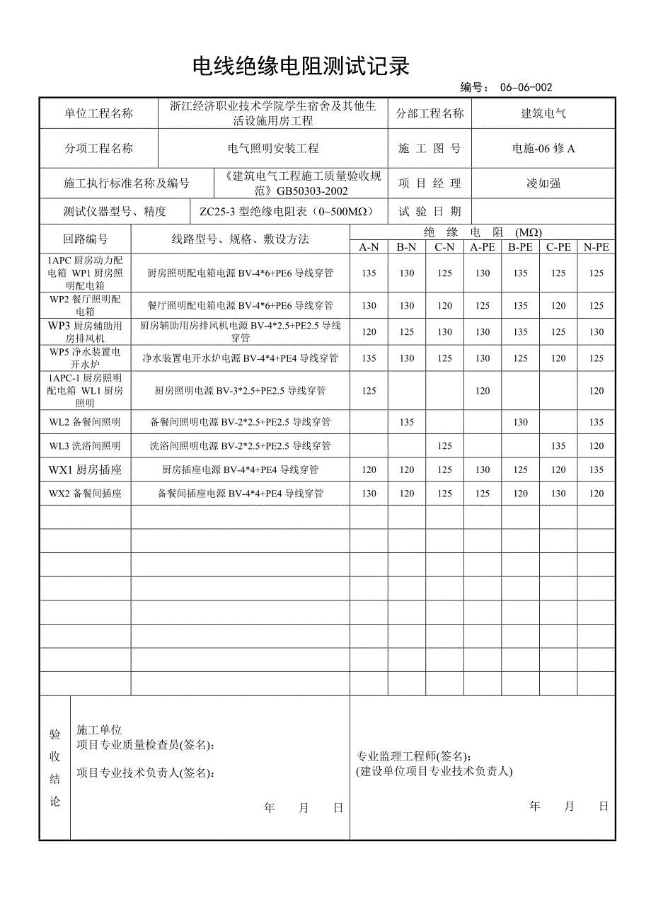 电线绝缘电阻测试记录_第2页