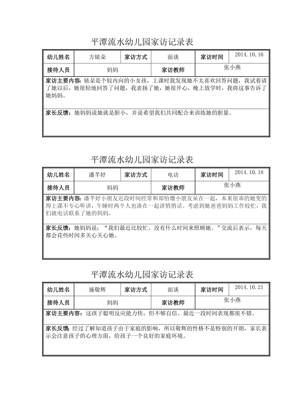 大班下学期家访记录表_第2页