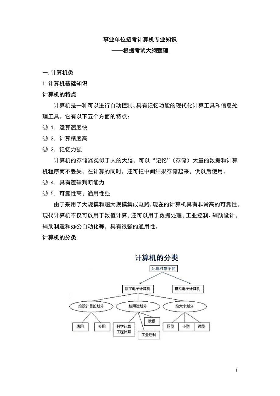 事业单位考试计算机基础知识大纲及试题_第1页