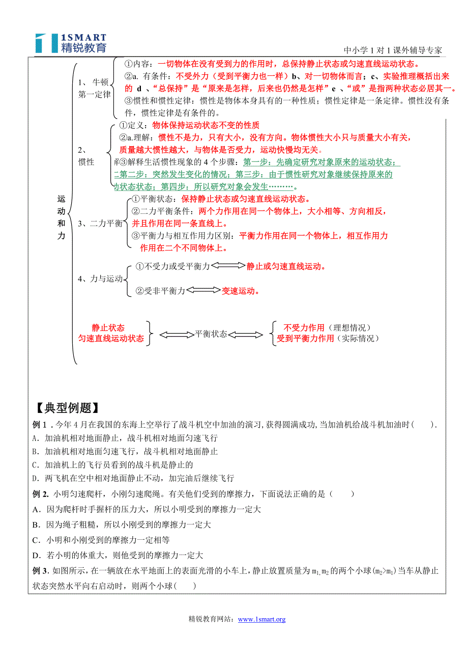 运动和力,简单机械综合复习讲义_第3页