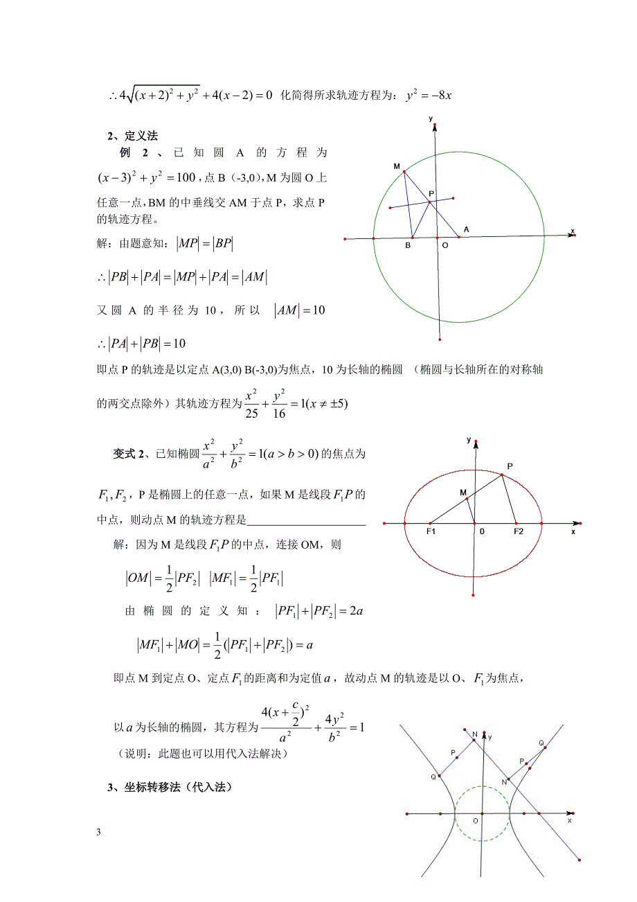 圆锥曲线之轨迹问题例题习题(精品)_第3页