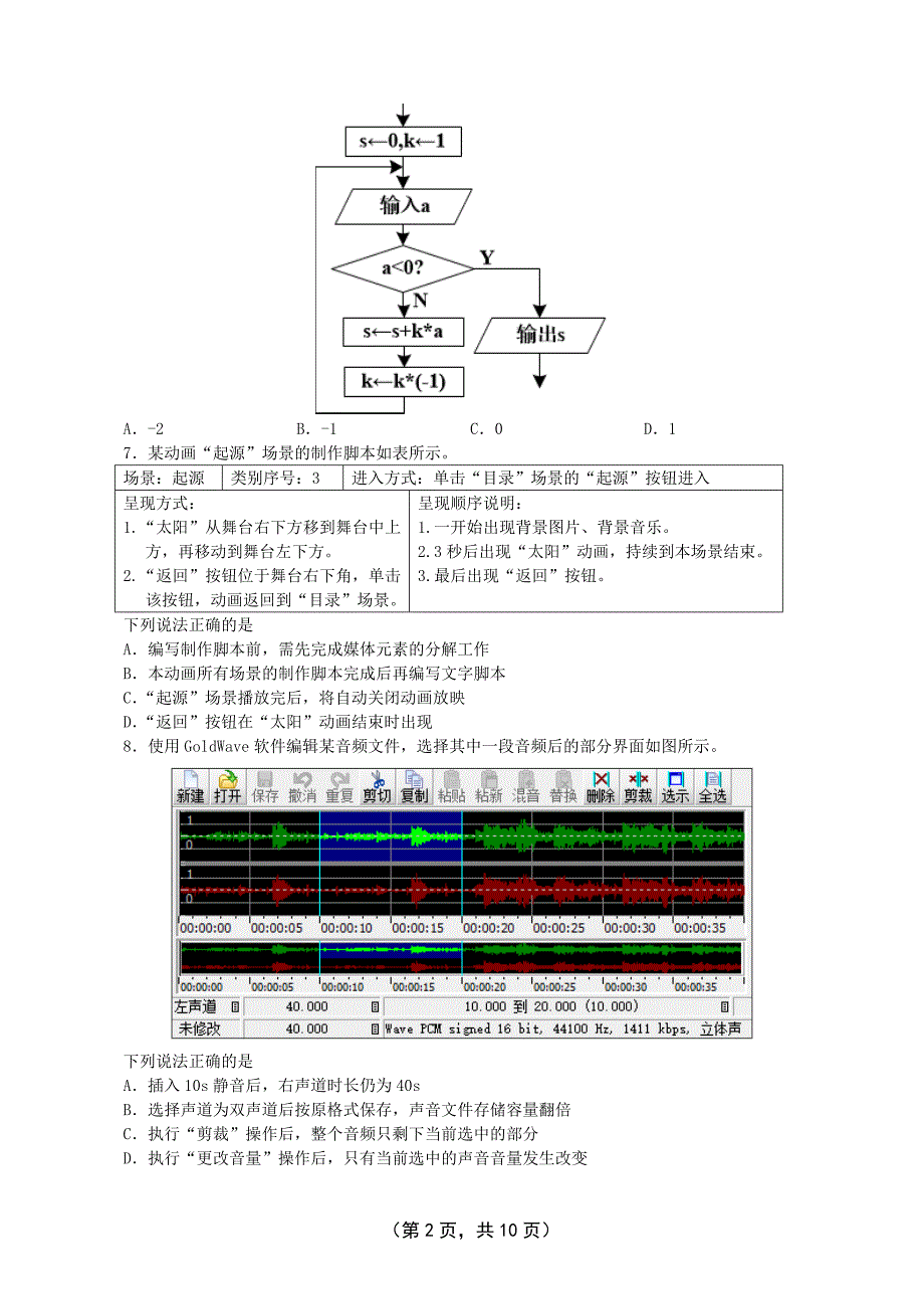 浙江2017年4月信息技术学考选考真题(含答案)_第2页