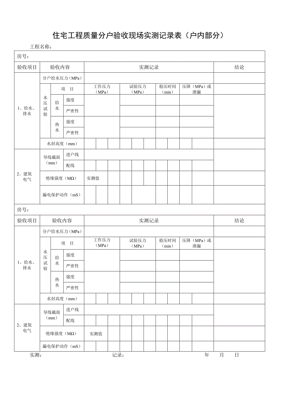 东莞分户验收实测表格(最新标准)_第2页